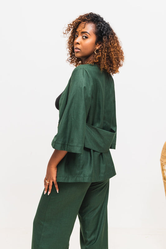 Serenity Linen Set - Green/Gray