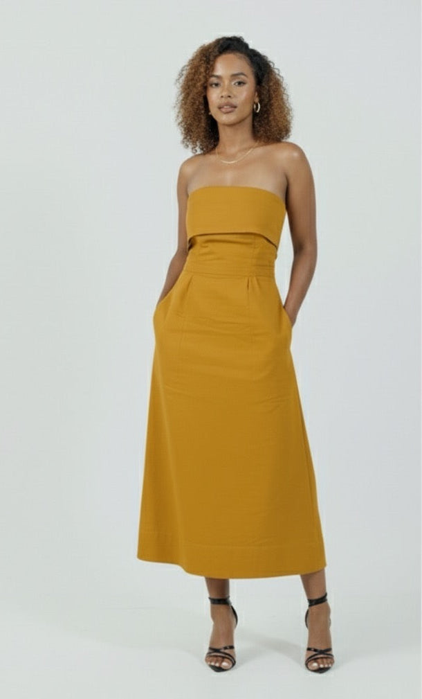 Velora Midi Dress - Mustard