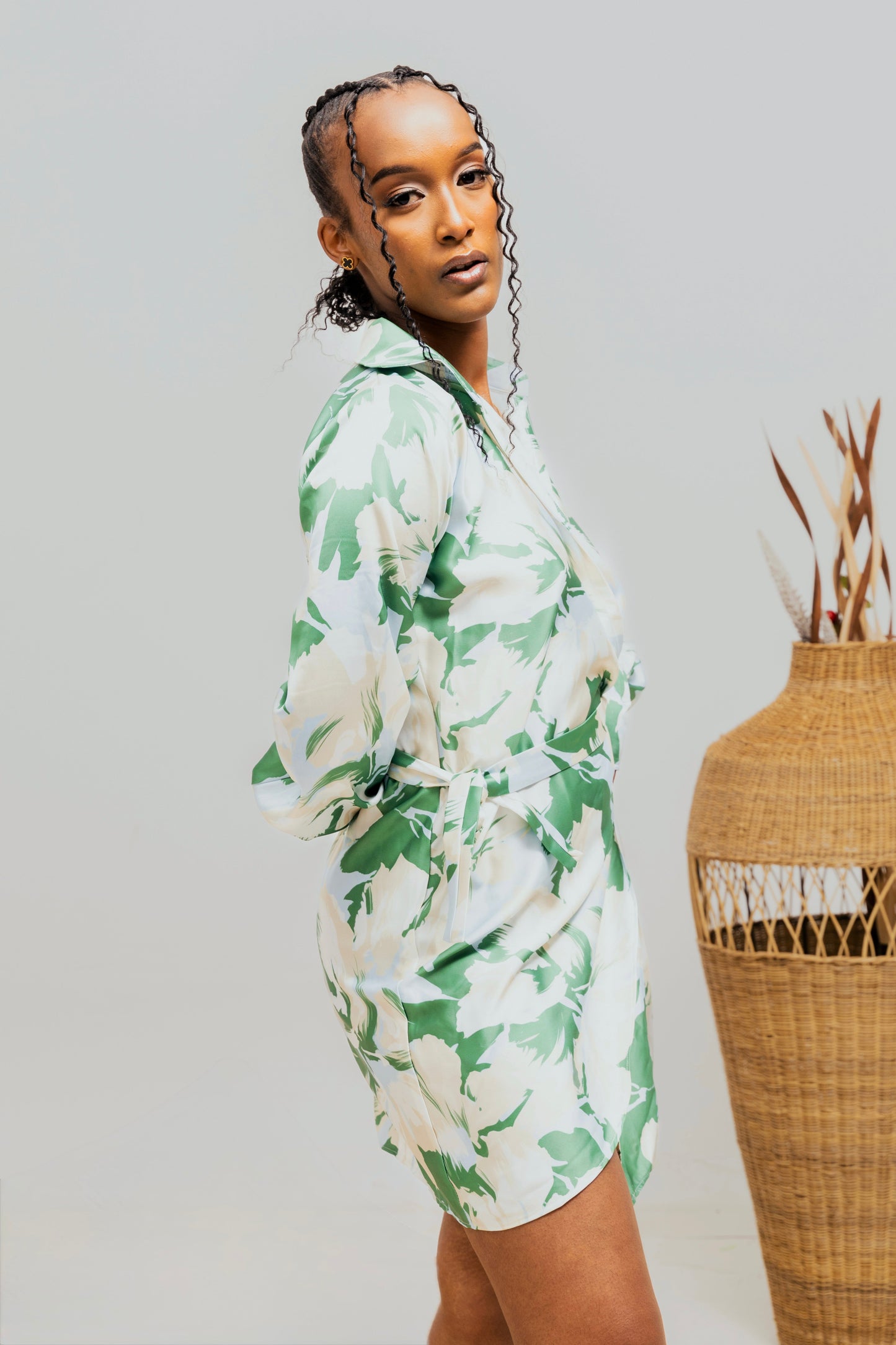 Aria Wrap Dress - Green Print
