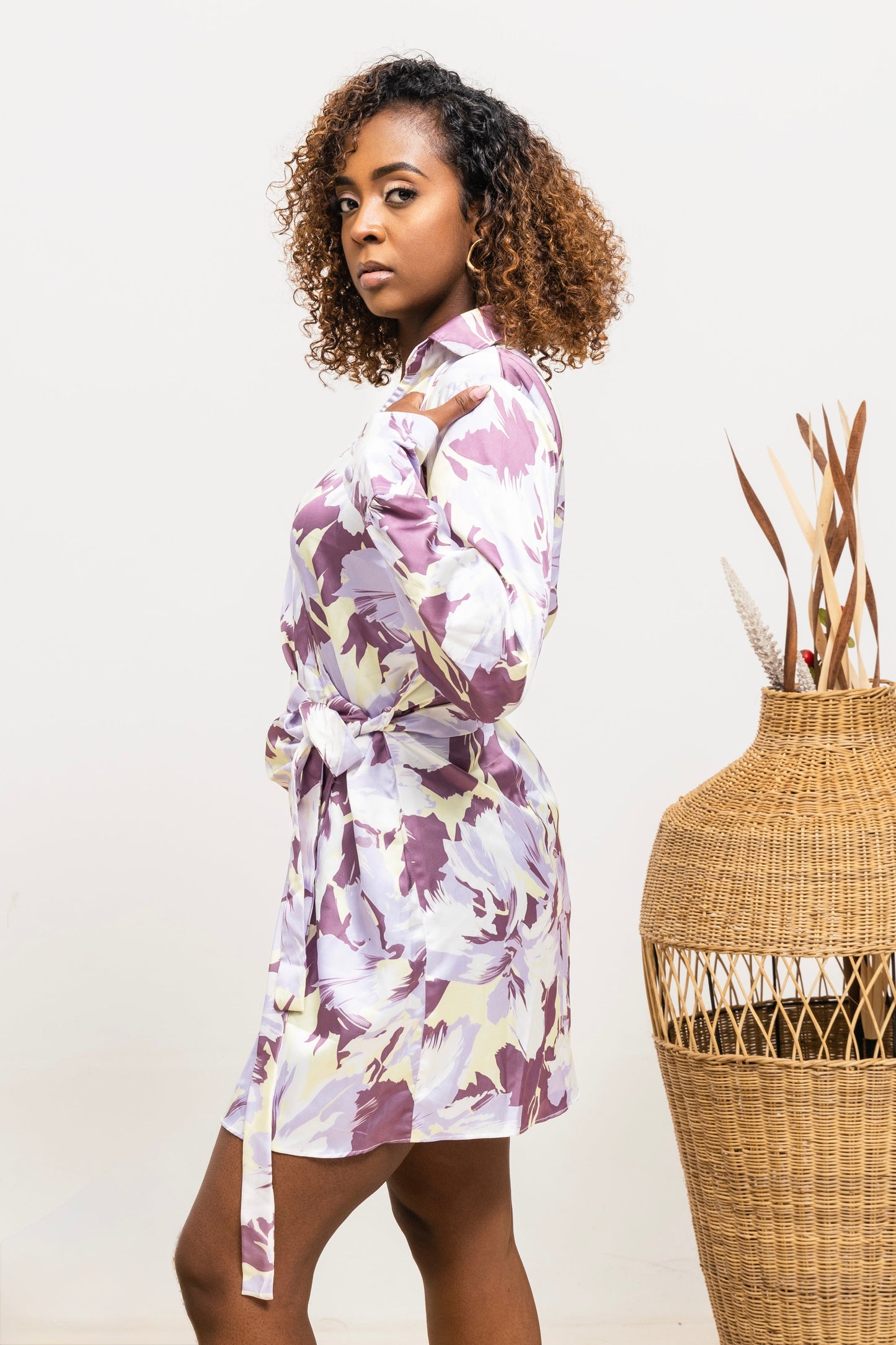 Aria Wrap Dress - Purple Print