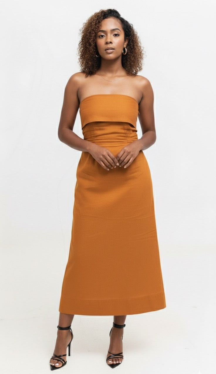 Velora Midi Dress - Mustard