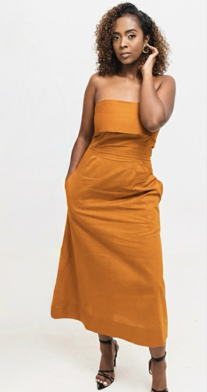 Velora Midi Dress - Mustard