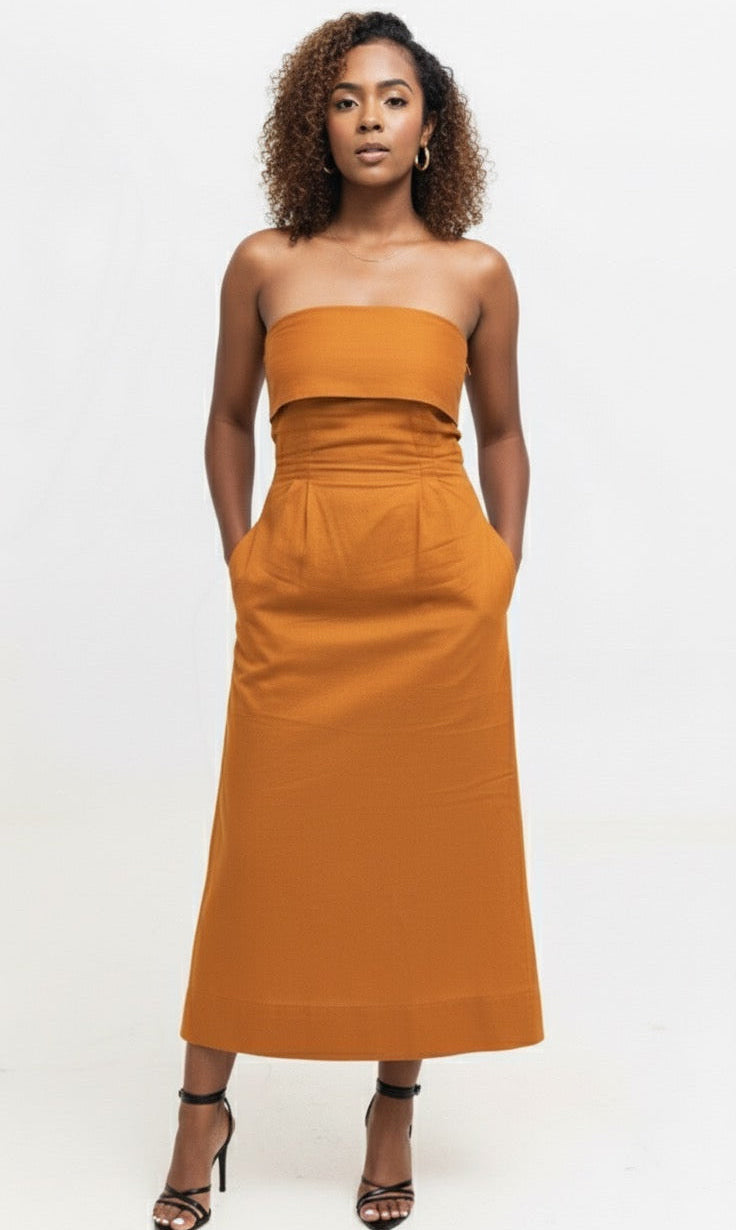 Velora Midi Dress - Mustard