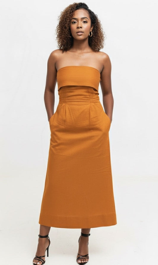 Velora Midi Dress - Mustard