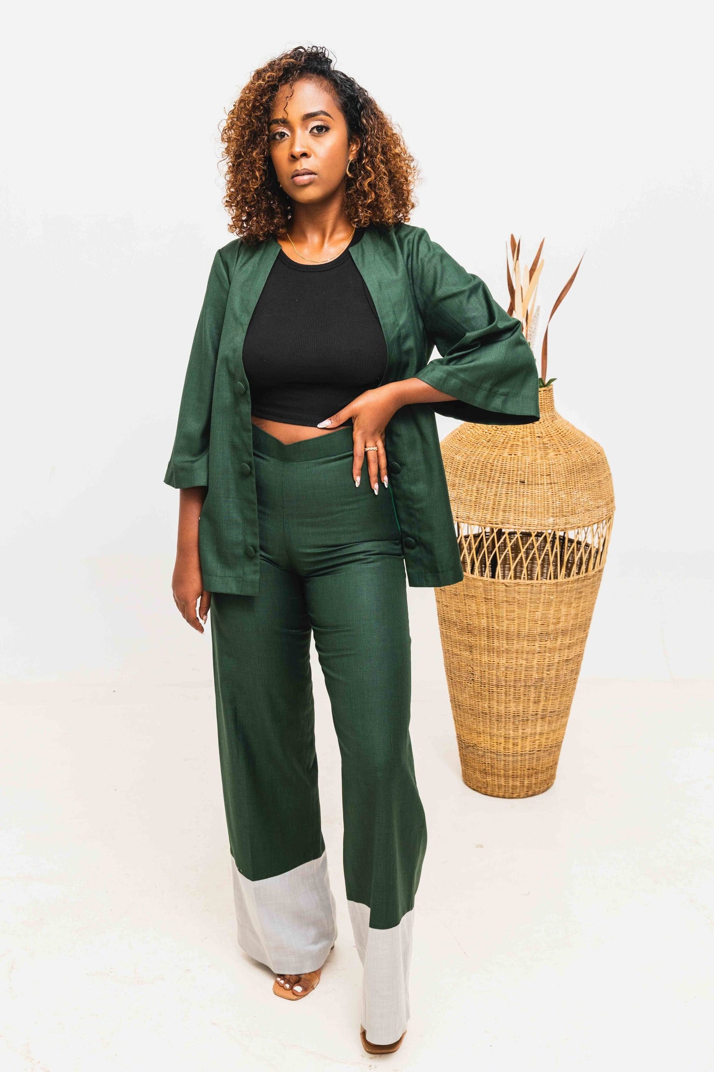 Serenity Linen Set - Green/Gray