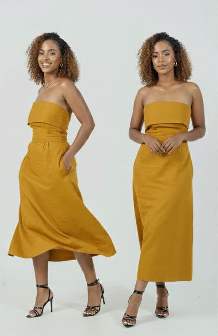 Velora Midi Dress - Mustard