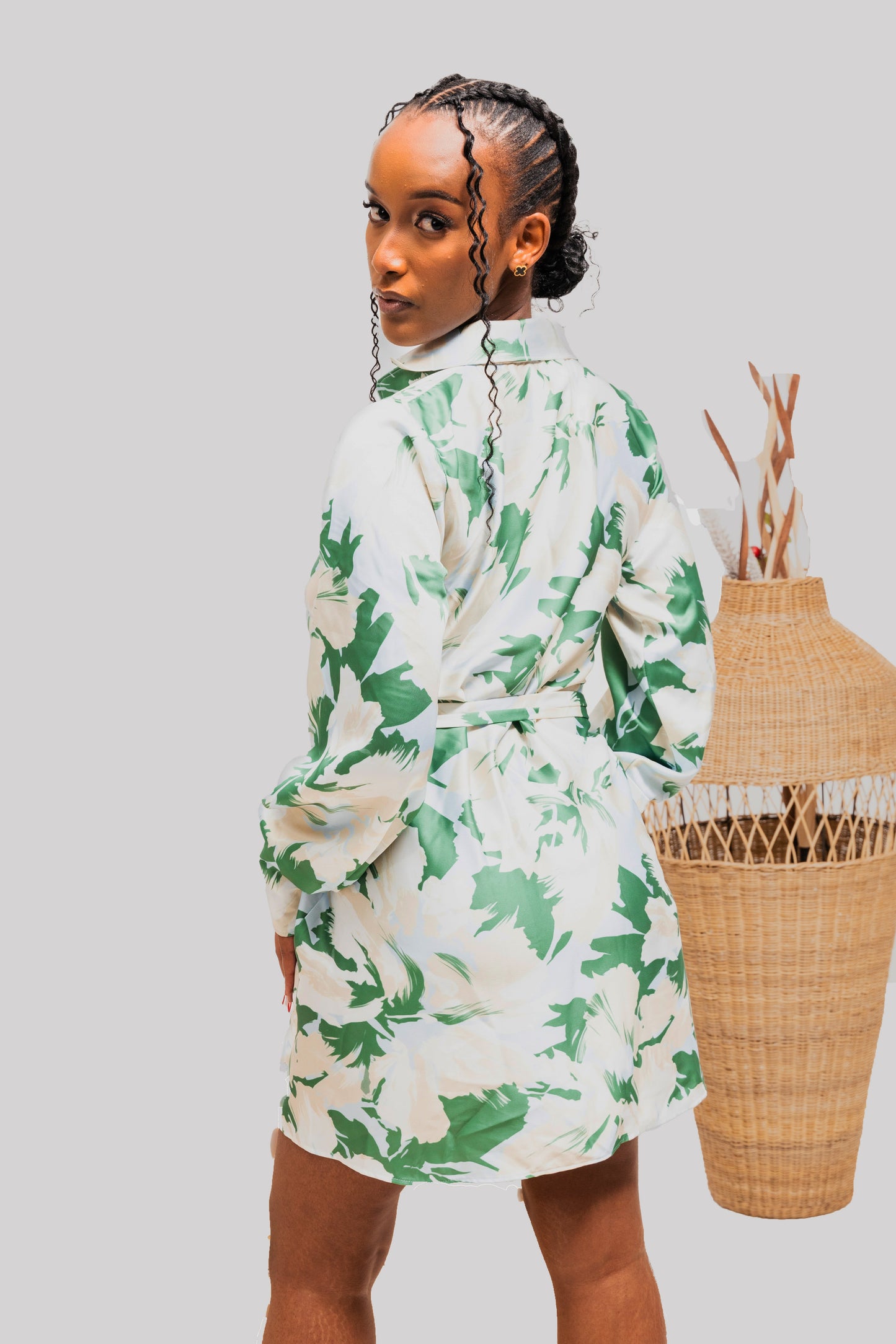 Aria Wrap Dress - Green Print