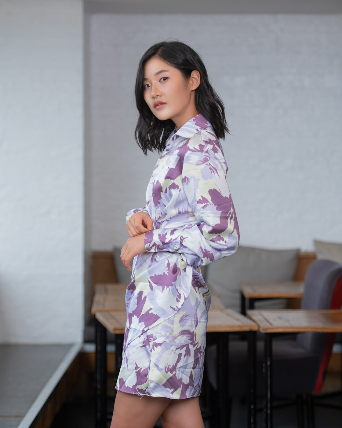Aria Wrap Dress - Purple Print