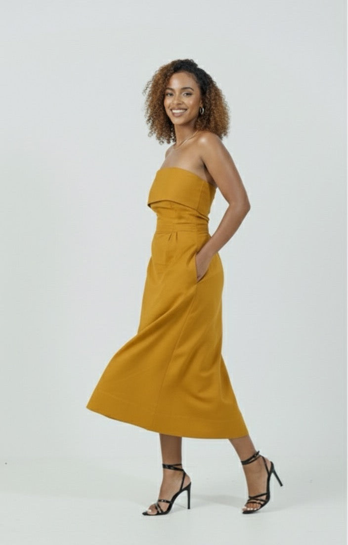 Velora Midi Dress - Mustard