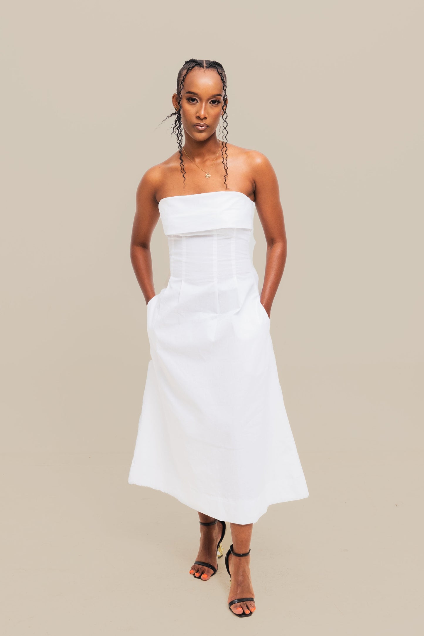 Velora Midi Dress - White