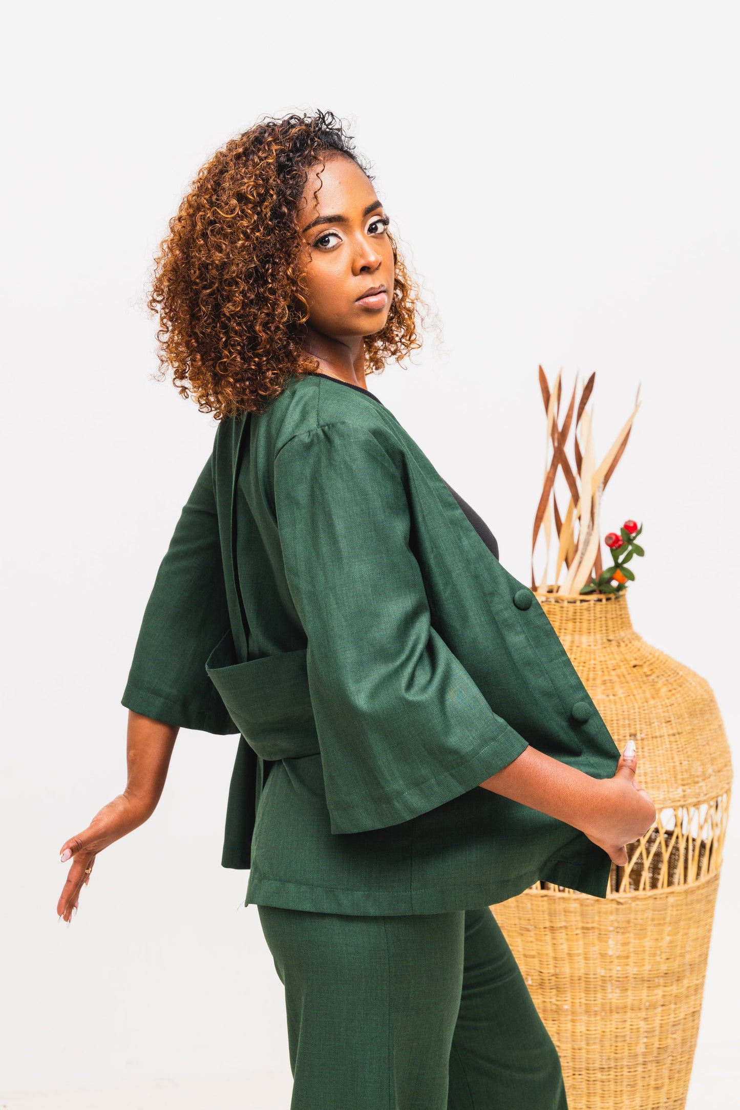 Serenity Linen Set - Green/Gray