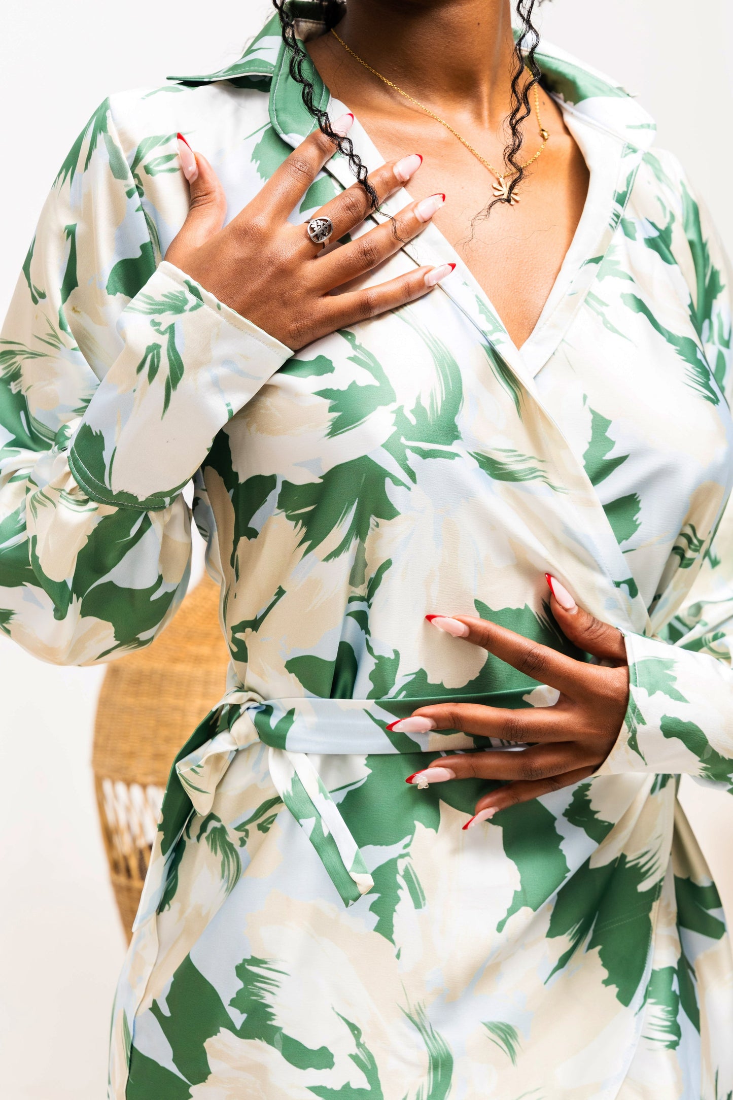 Aria Wrap Dress - Green Print